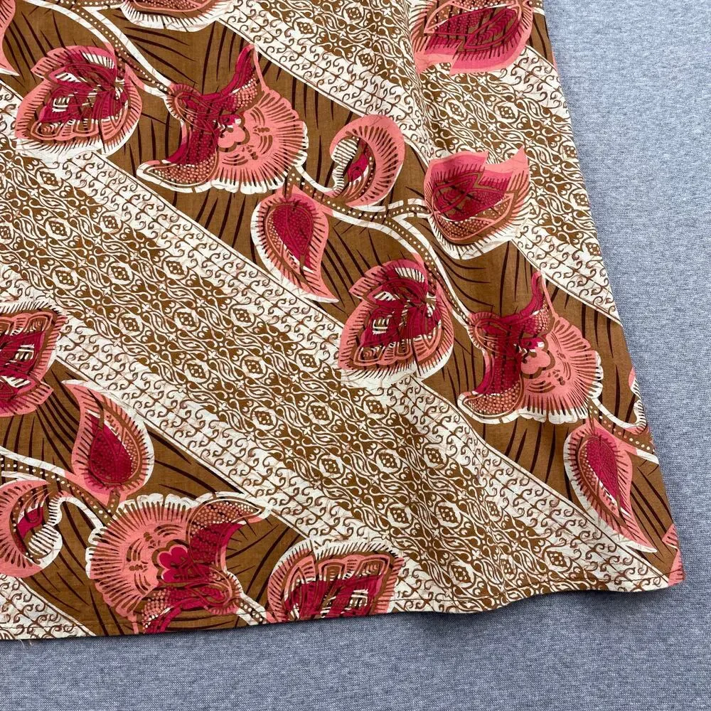 Vintage Van Heusen Maxi Skirt Size L Brown Pink Floral Cotton Boho Fairy Grunge